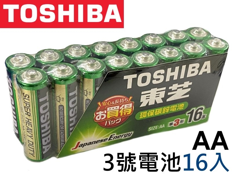 [16只裝] TOSHIBA 東芝3號環保碳鋅電池