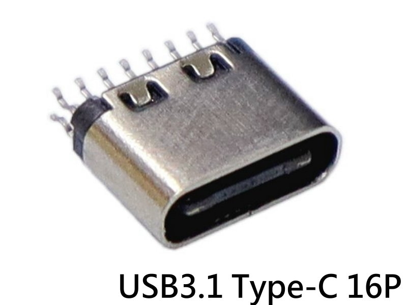 [2只裝] USB3.1 Type-C 16P母座 夾板連接器  