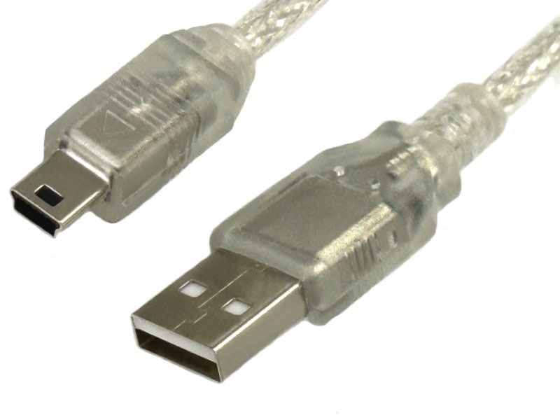 USB A公-Mini 5P 雙隔離透明線 3米