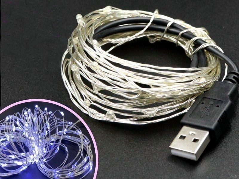 USB 白光 銀絲燈 L:5米
