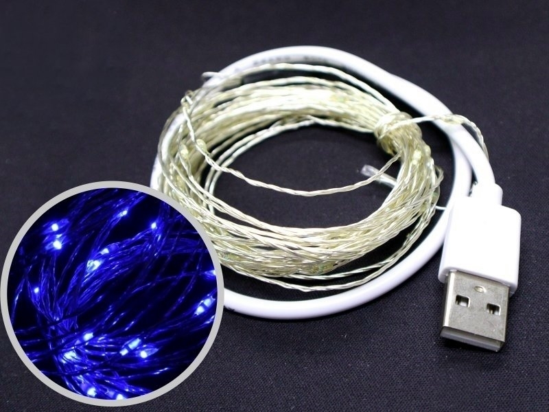 USB 藍光 銀絲燈 L:5米* (線材顏色隨機出貨)