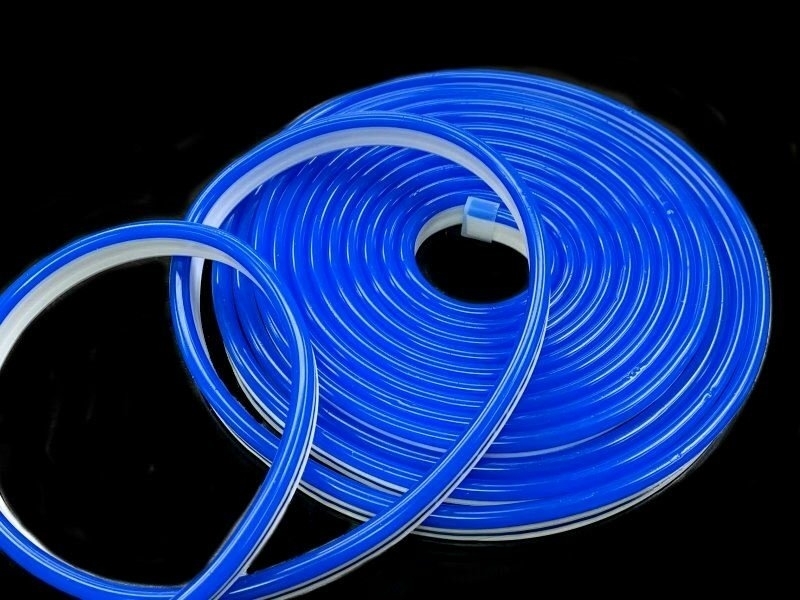 藍光 DC12V霓虹燈 6*12mm L:5米 矽膠