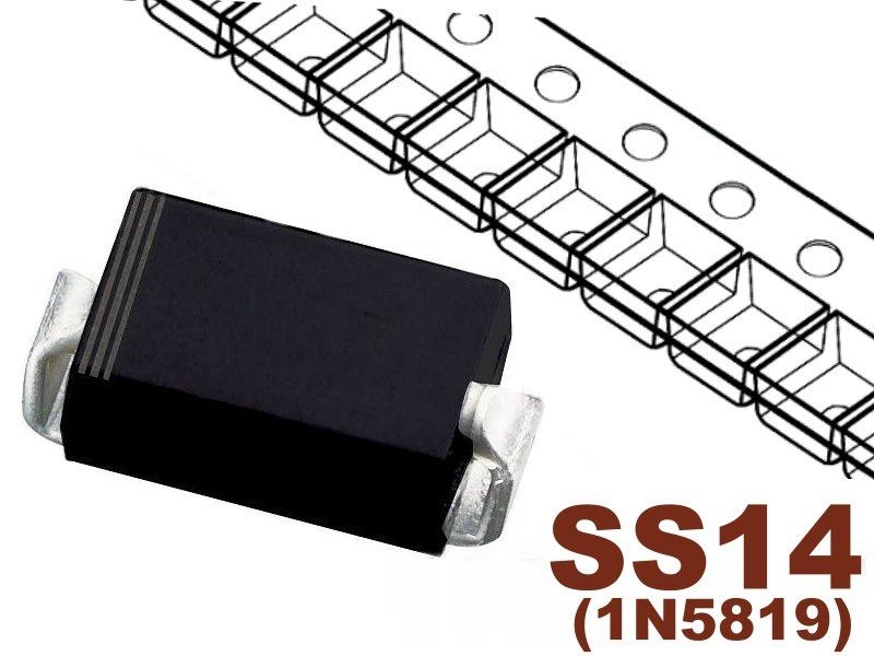 [5只裝] 1A 40V 蕭特基二極體-SMD型(SS14)