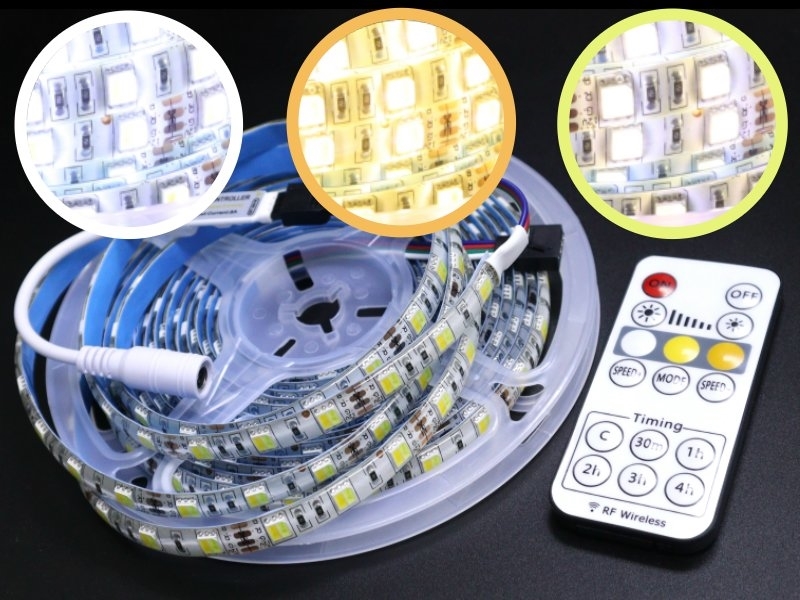 5050 雙色 12V 防水燈條+控制器+遙控器 60燈/米 5米長