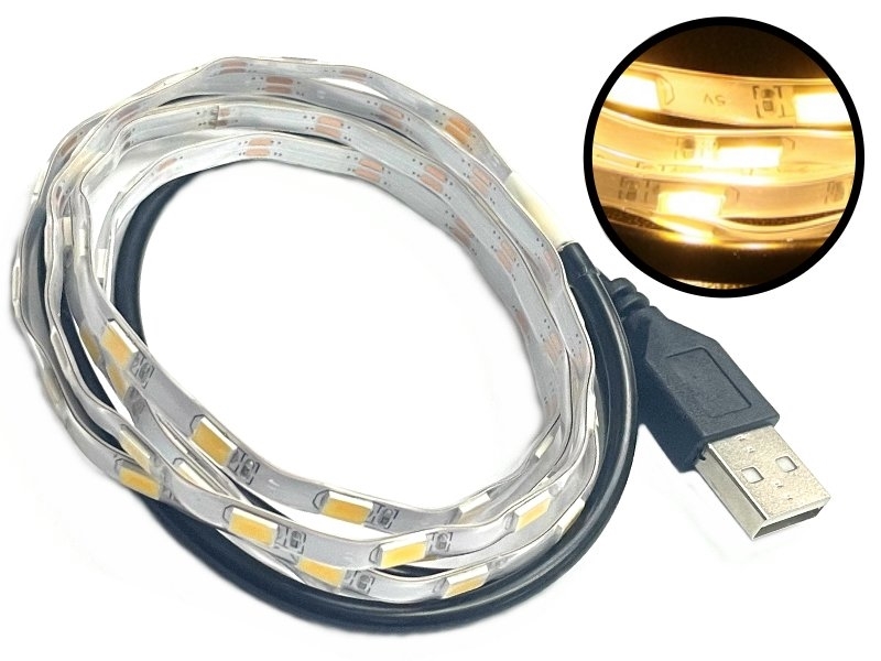 USB 5V 暖白光 1米/60燈 5630防水燈條