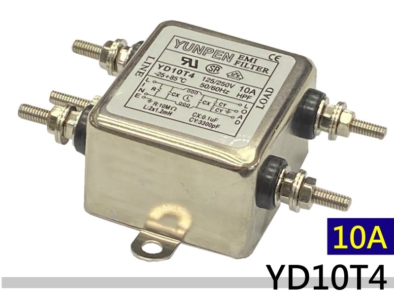 YD-10T4 單π 10A 電源濾波器