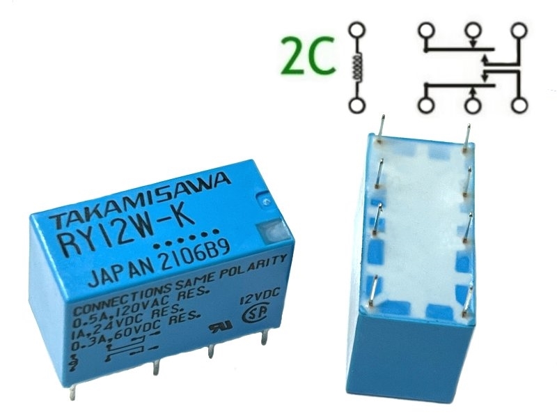 日製DC12V 0.5A 2C繼電器(RY12W-K )