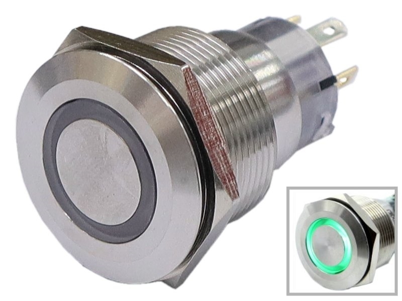 [有段]LED綠光φ22mm 環形 金屬開關