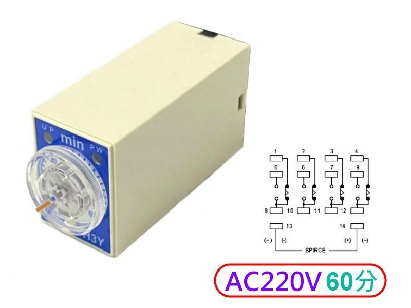 AC220V 0M~60M 通電限時繼電器