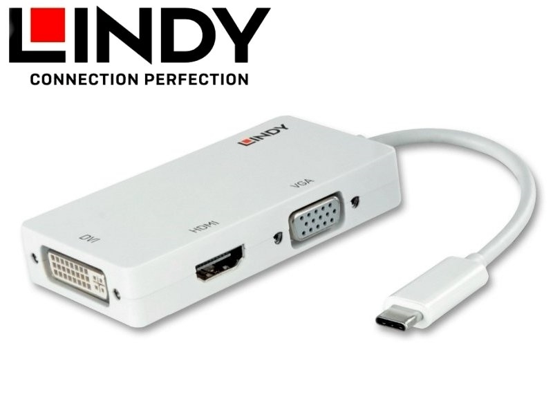 LINDY林帝 主動式 USB3.1 TYPE-C To HDMI/DVI/VGA 轉接盒