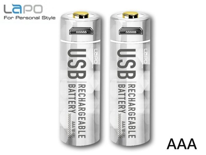 [2只裝] USB可充式鋰離子4號AAA電池組